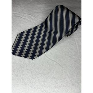 Lauren Ralph Lauren Vintage Preppy Blue Striped‎ Made In the USA Silk Blend Tie